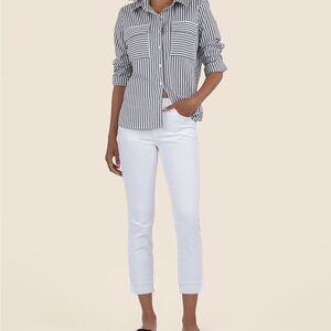Kut from the Kloth White Amy Crop Straight Leg Denim Jeans